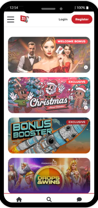 Bouton rouge Connexion bien visible en haut à droite du site Lucky31 Casino sur ordinateur et version mobile